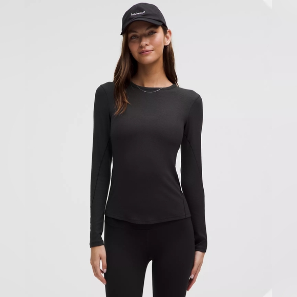 lululemon athletica Tops - Lululemon Hold Tight Long Sleeve Shirt Black Size M Stretch Fitted